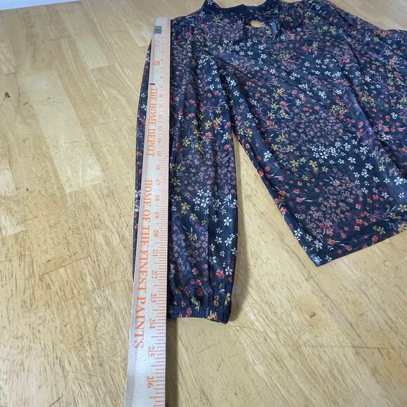 Dark Floral Fairy Grunge Whimsigoth Sheer Blouse Mock Neck Layering Tee medium - Picture 10 of 12